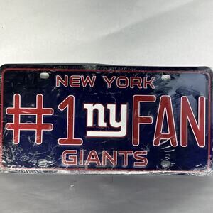 New York Giants #1 Fan Metal Embossed License Plate